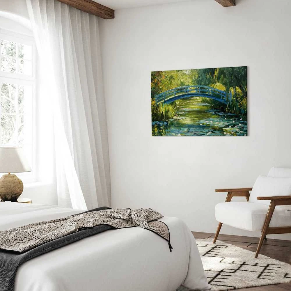 Artgeist Paveikslas - Impressionist bridge - painting of a bridge against a picturesque background