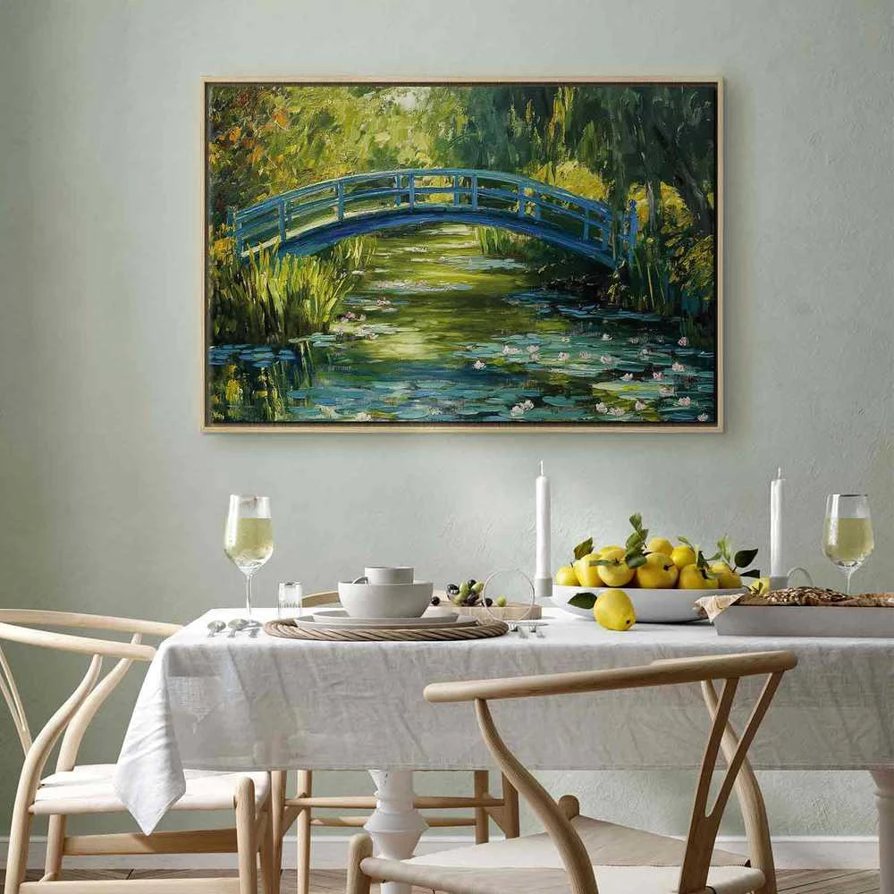 Artgeist Paveikslas - Impressionist bridge - painting of a bridge against a picturesque background