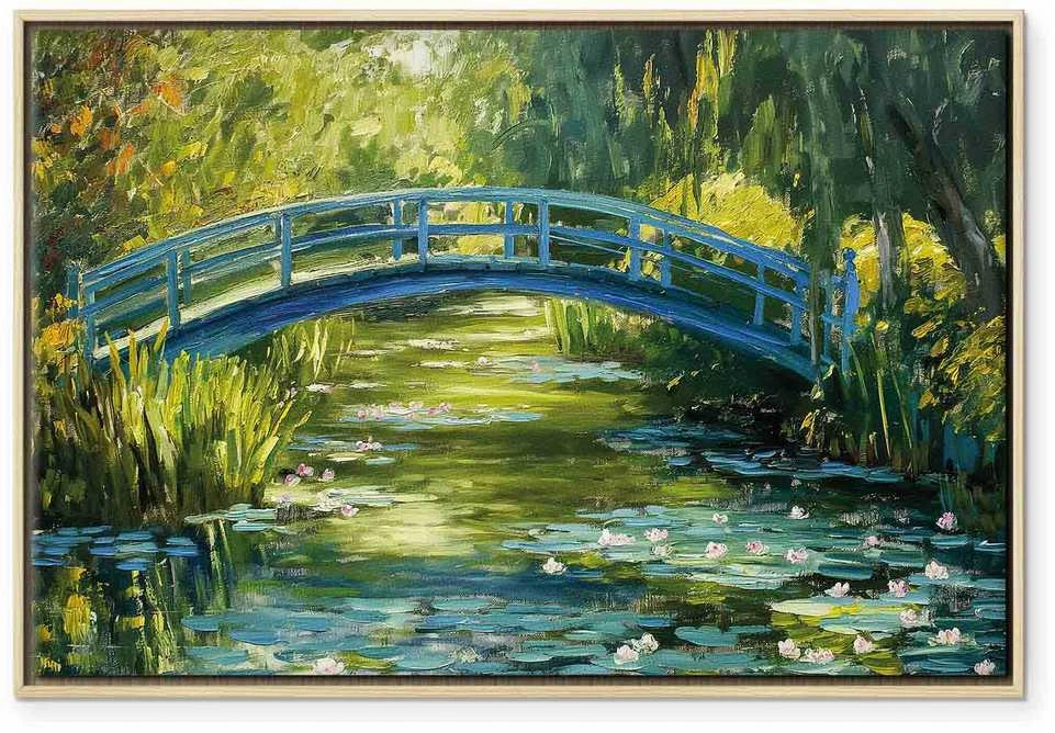 Artgeist Paveikslas - Impressionist bridge - painting of a bridge against a picturesque background