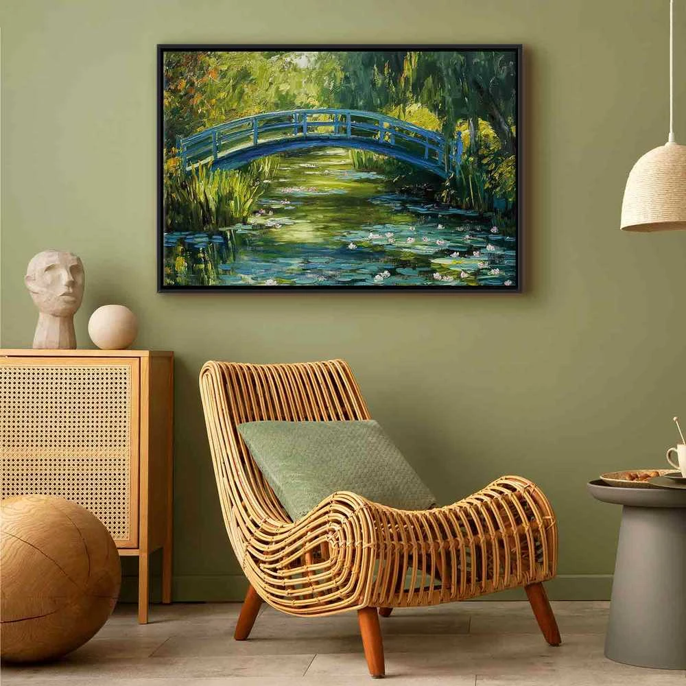 Artgeist Paveikslas - Impressionist bridge - painting of a bridge against a picturesque background