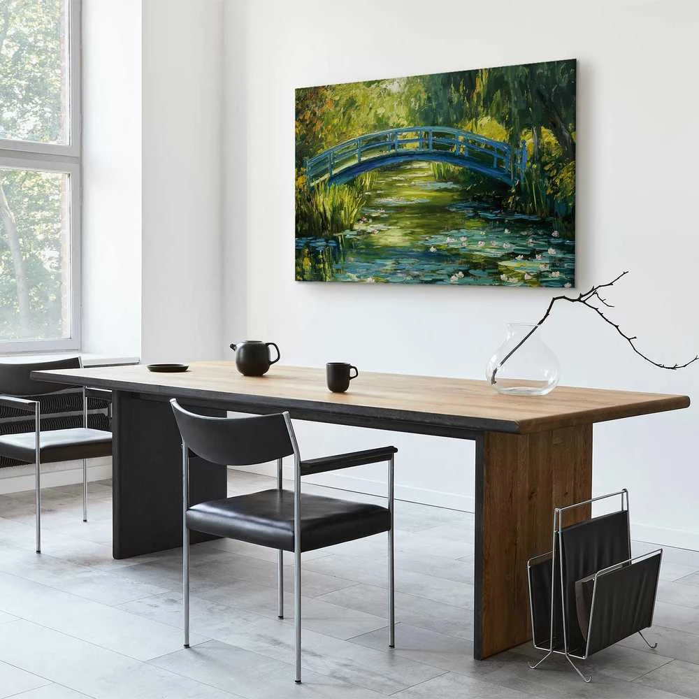 Artgeist Paveikslas - Impressionist bridge - painting of a bridge against a picturesque background
