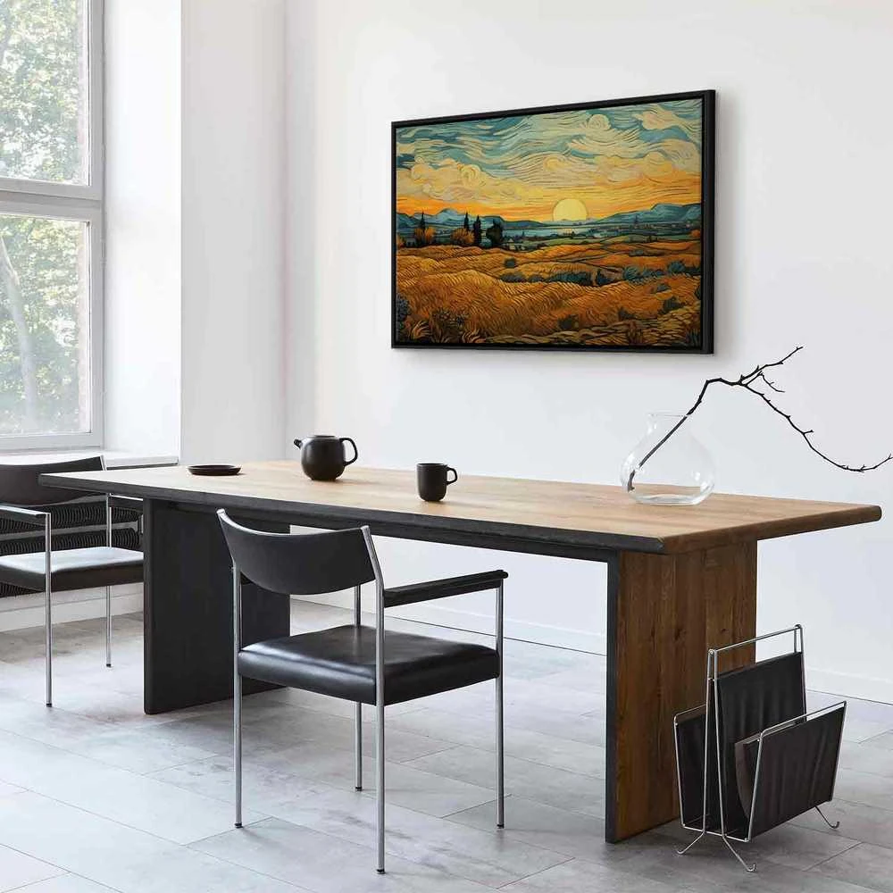 Artgeist Paveikslas - Impressionistic fields - painted golden landscape with fields of grain