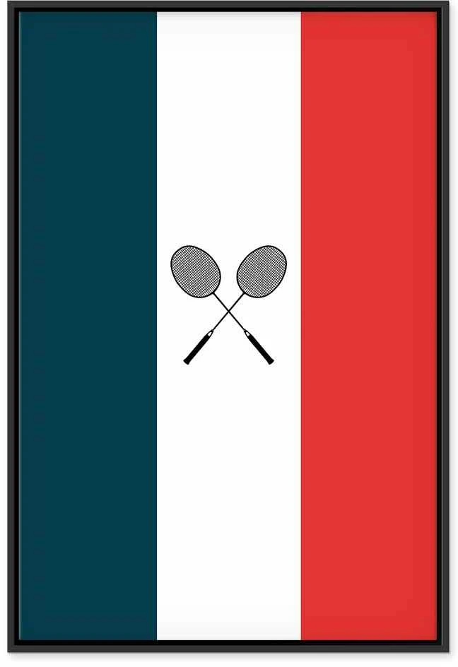 Artgeist Paveikslas - Juodas Badminton Rackets Against the Backdrop of the French Flag