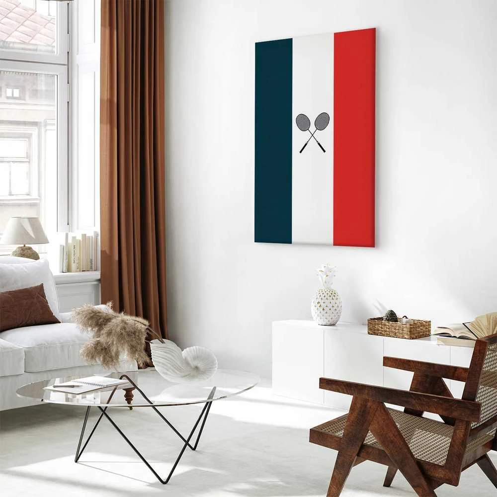Artgeist Paveikslas - Juodas Badminton Rackets Against the Backdrop of the French Flag