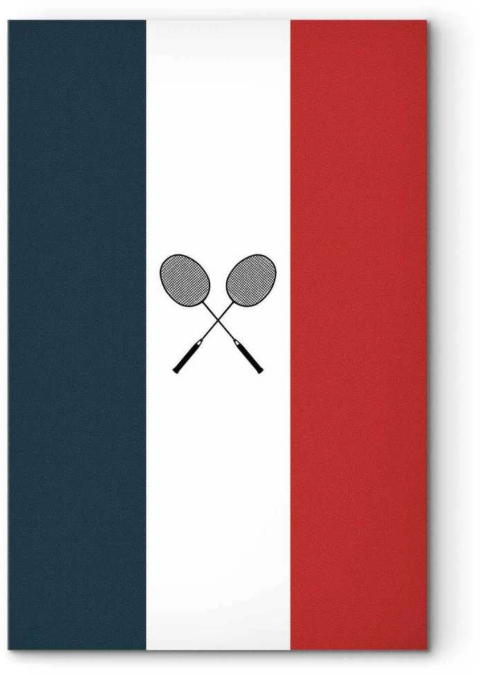 Artgeist Paveikslas - Juodas Badminton Rackets Against the Backdrop of the French Flag