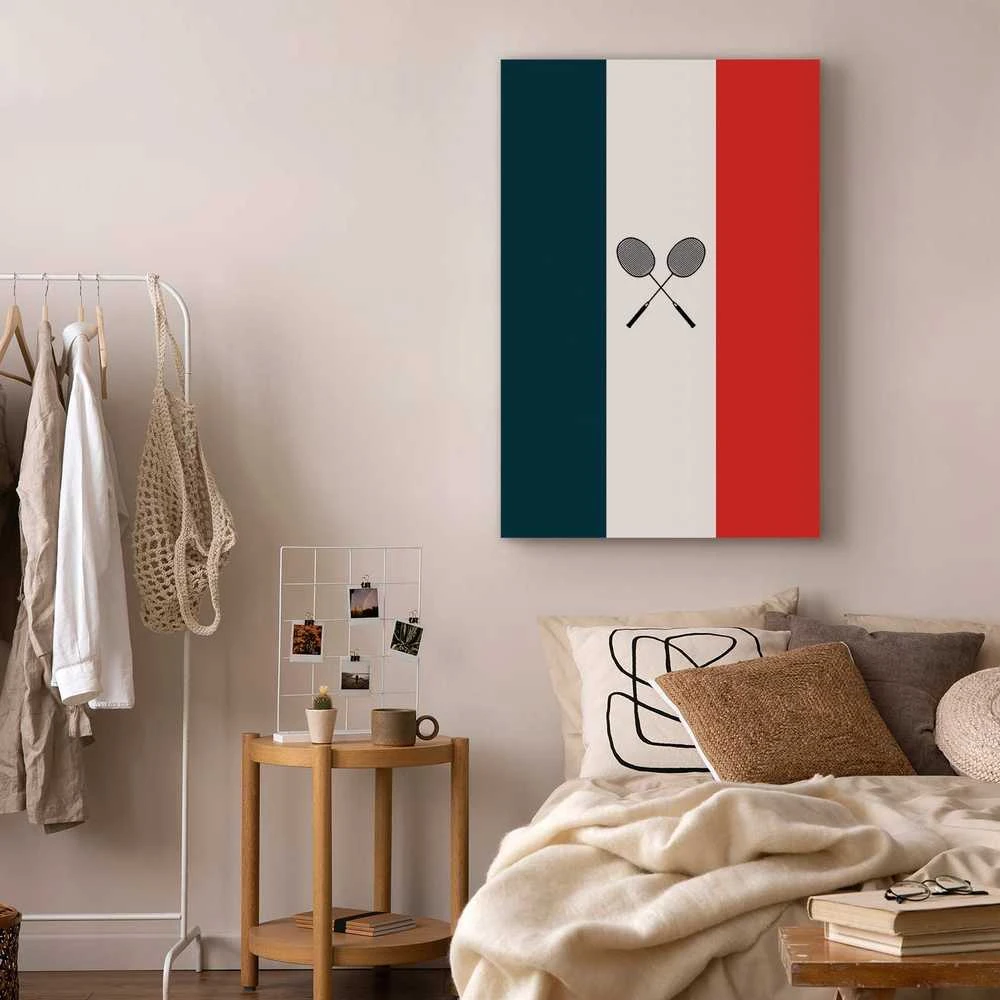 Artgeist Paveikslas - Juodas Badminton Rackets Against the Backdrop of the French Flag