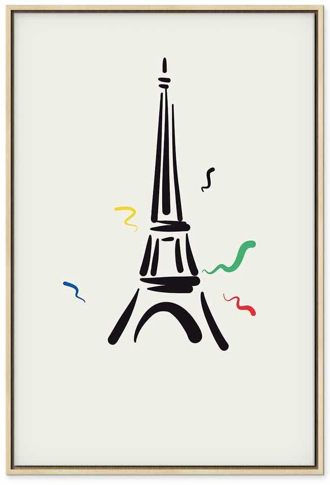 Artgeist Paveikslas - Juodas Graphic Drawing of the Eiffel Tower on a Kreminis Background