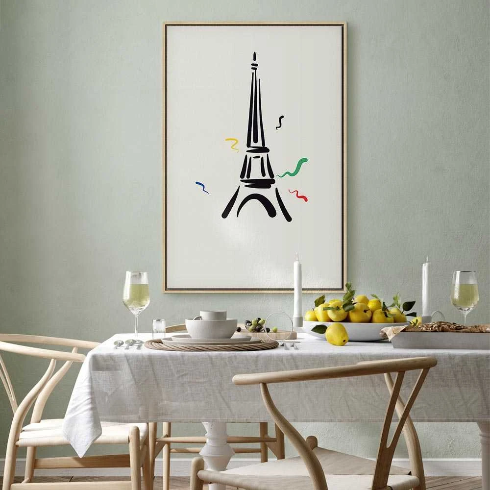 Artgeist Paveikslas - Juodas Graphic Drawing of the Eiffel Tower on a Kreminis Background