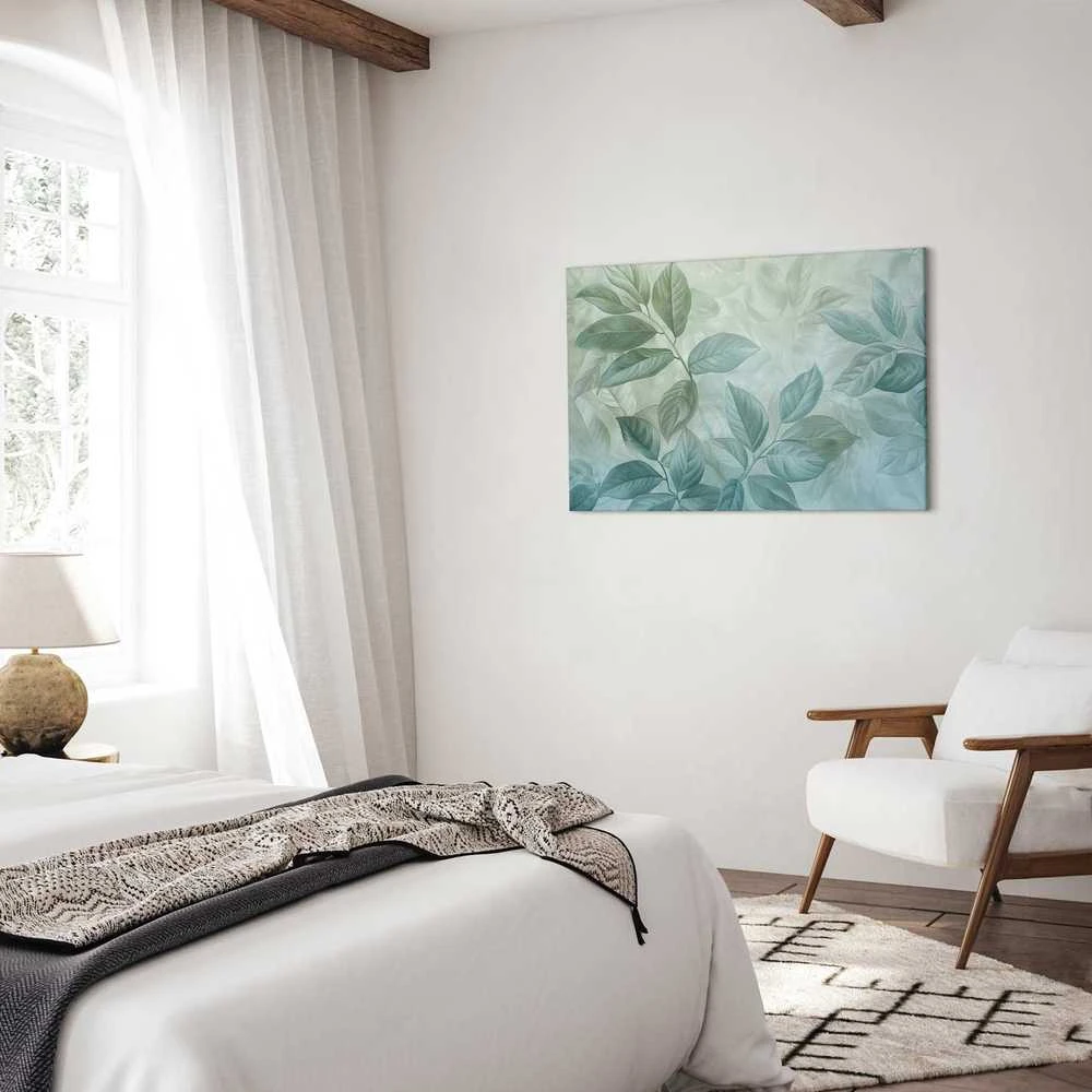 Artgeist Paveikslas - Large Leaves in Shades of Žalias-Mint: Botanical Motif