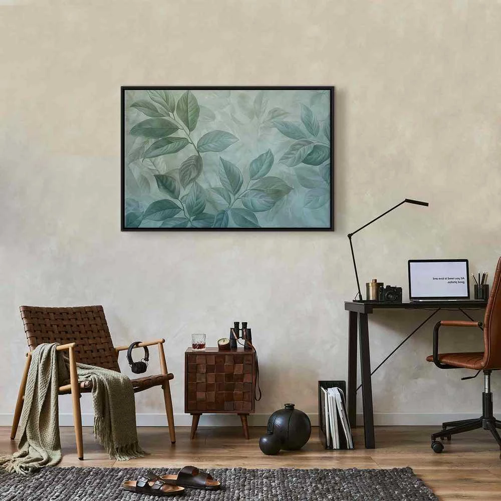 Artgeist Paveikslas - Large Leaves in Shades of Žalias-Mint: Botanical Motif