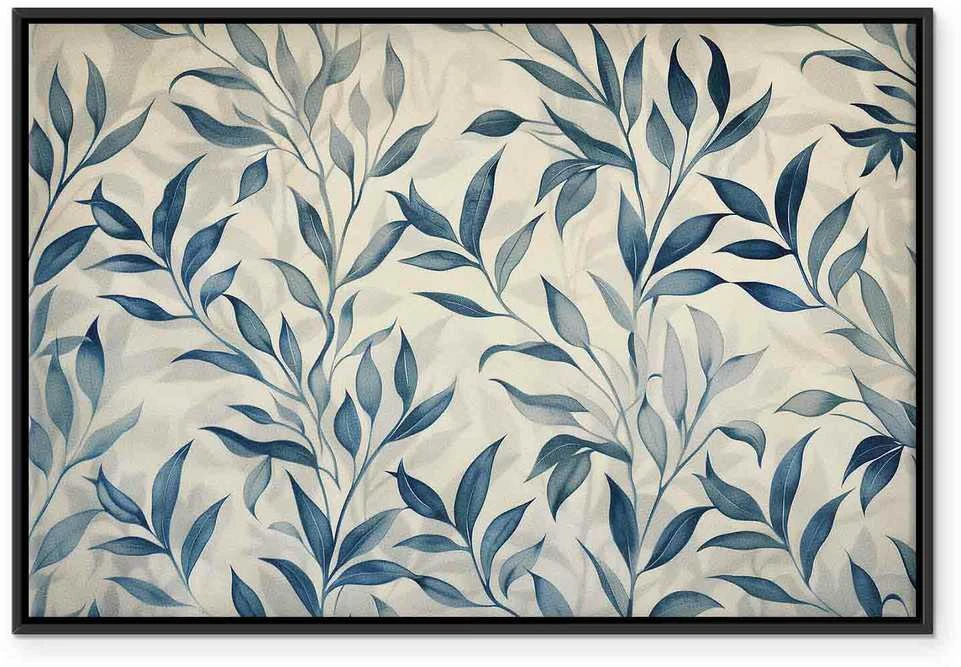 Artgeist Paveikslas - Leaves in Mėlyna Color Delicate Botanical Motif