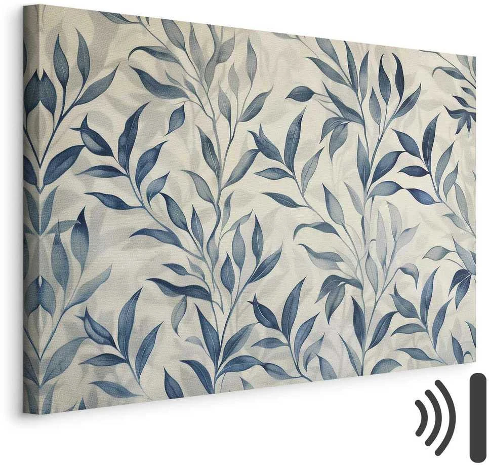 Artgeist Paveikslas - Leaves in Mėlyna Color Delicate Botanical Motif