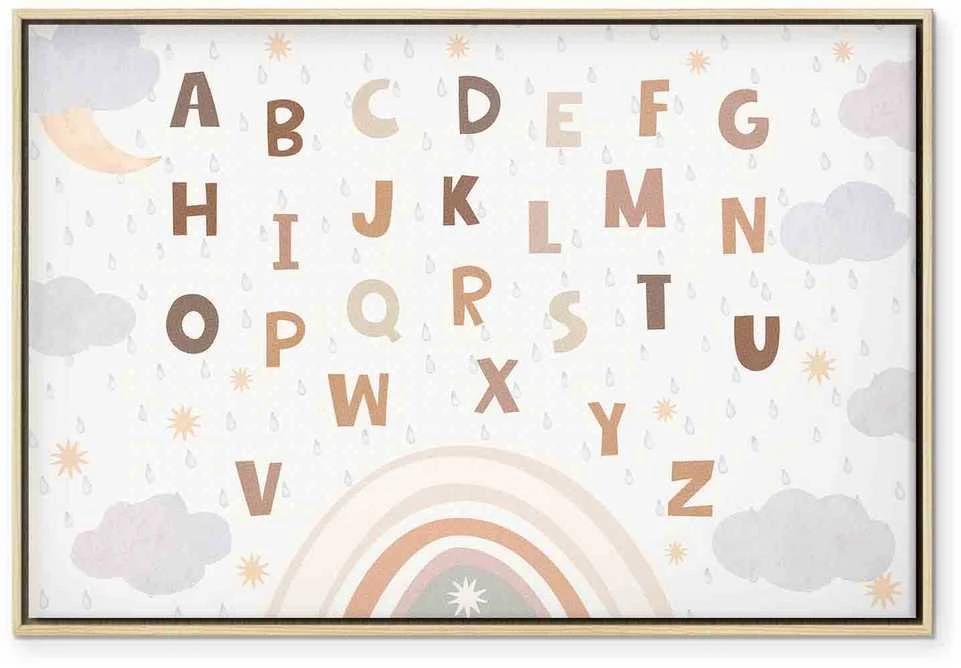 Artgeist Paveikslas - Letters Above the Rainbow - Letters Among Streams of Rain and Clouds with a Rainbow Moon and Stars on a Light Background
