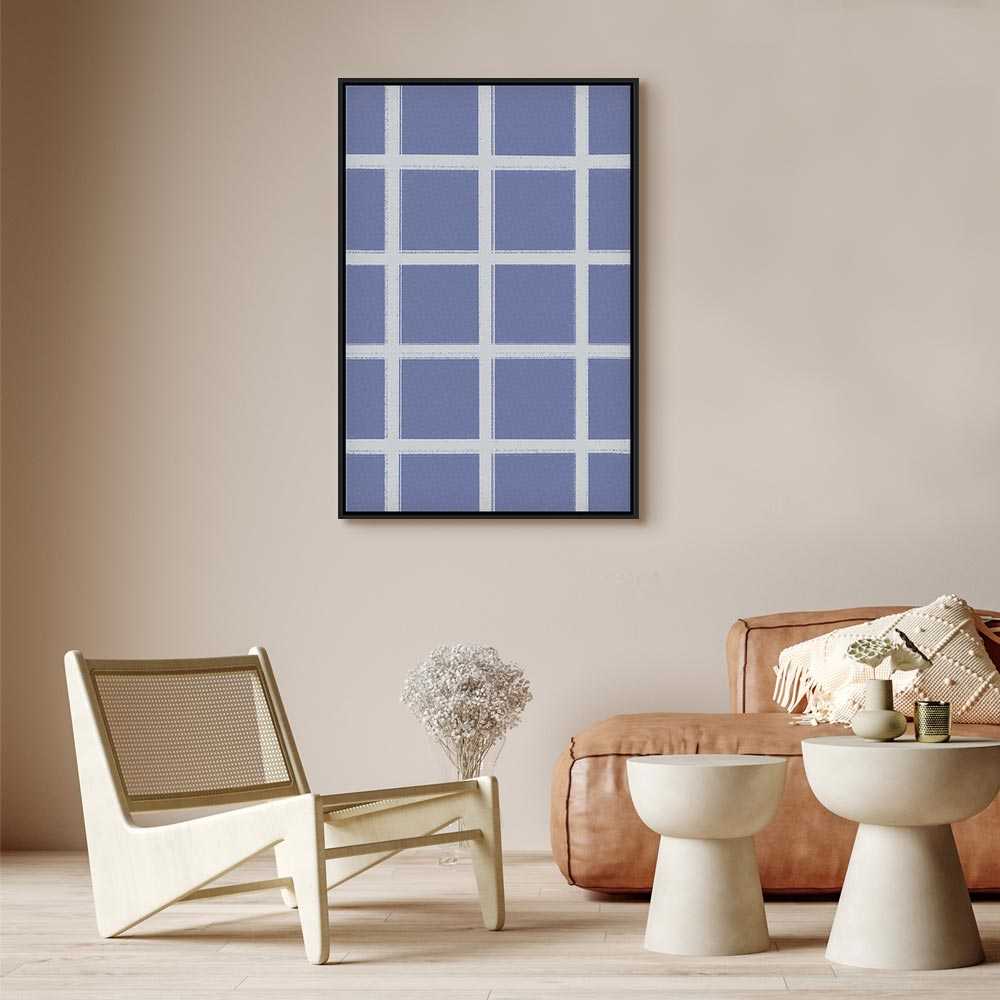 Artgeist Paveikslas - Lines and Symmetry - Expressive Baltas Grid on a Mėlyna Background