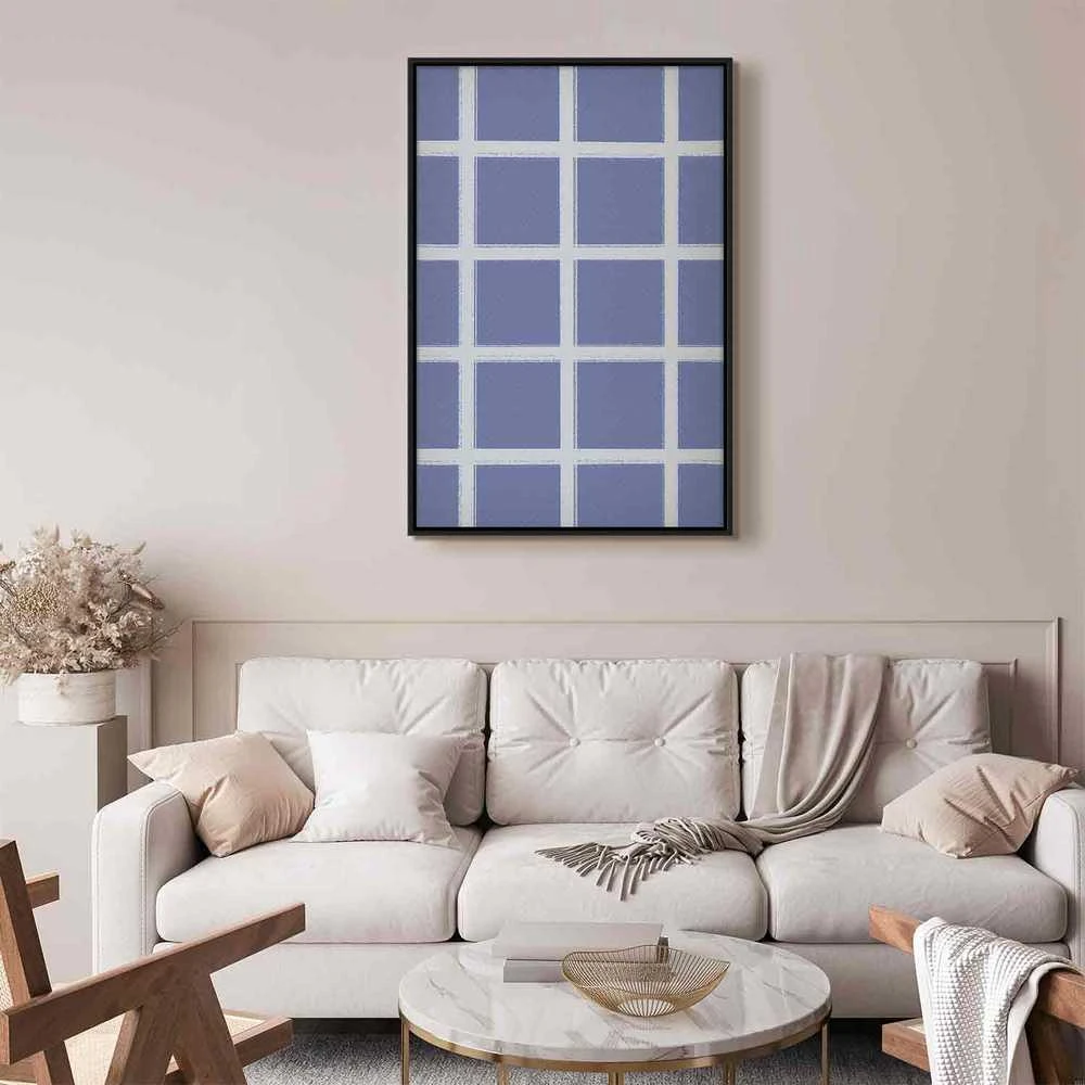 Artgeist Paveikslas - Lines and Symmetry - Expressive Baltas Grid on a Mėlyna Background
