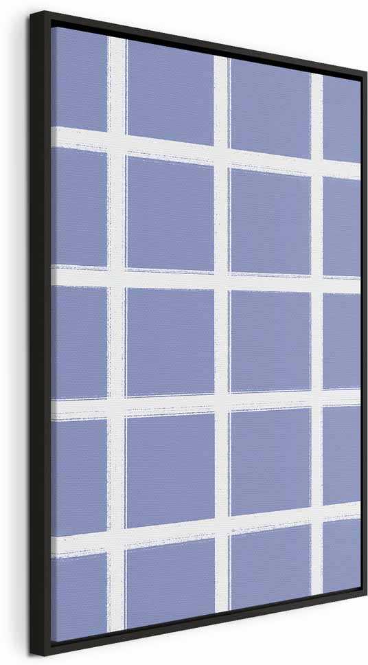 Artgeist Paveikslas - Lines and Symmetry - Expressive Baltas Grid on a Mėlyna Background
