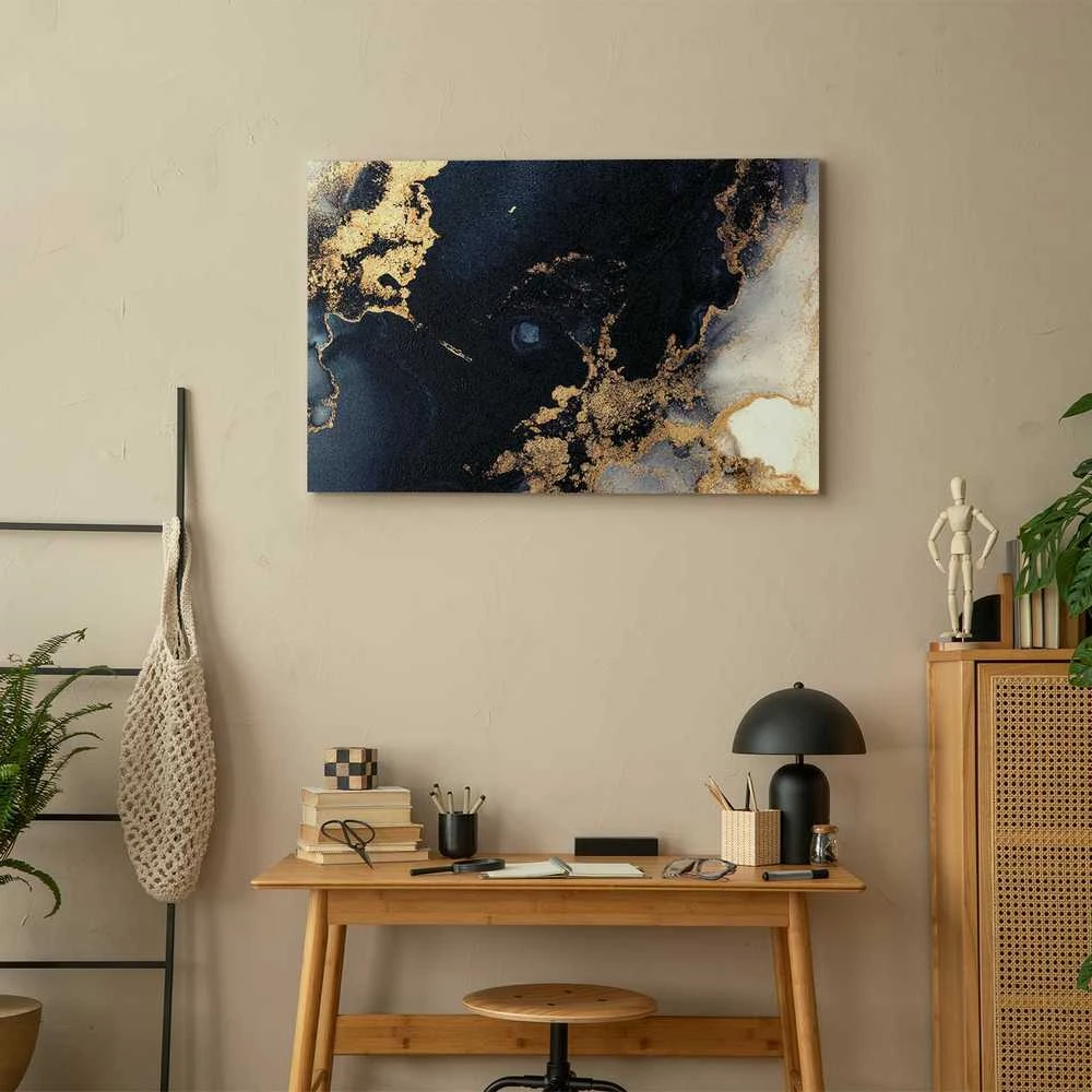 Artgeist Paveikslas - Marble and navy mėlynas – abstract textured pattern inspired by the starry sky