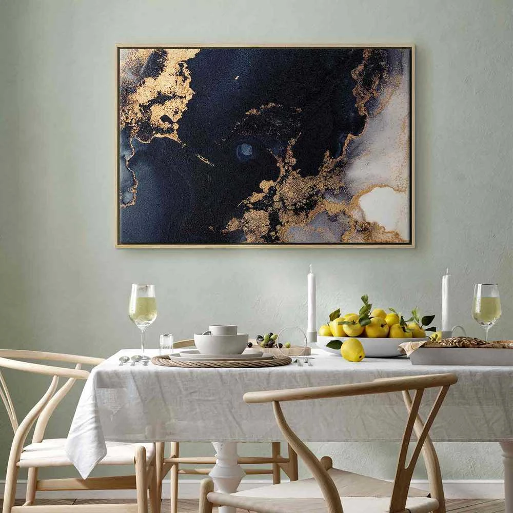 Artgeist Paveikslas - Marble and navy mėlynas – abstract textured pattern inspired by the starry sky