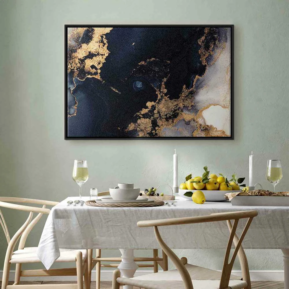 Artgeist Paveikslas - Marble and navy mėlynas – abstract textured pattern inspired by the starry sky