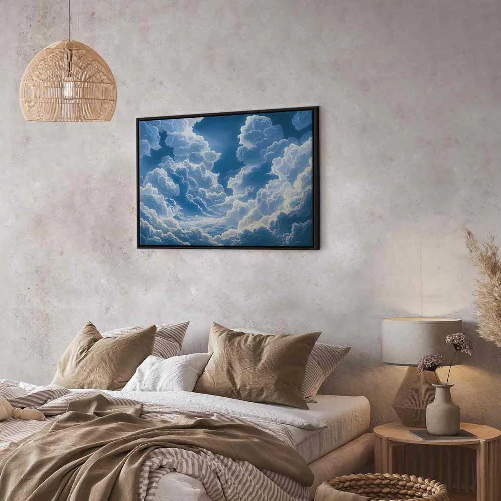Artgeist Paveikslas - Mėlyna Sky Breaking Through Baltas Fluffy Clouds