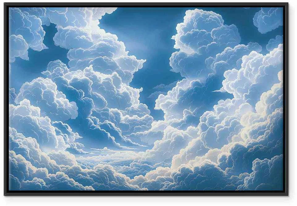 Artgeist Paveikslas - Mėlyna Sky Breaking Through Baltas Fluffy Clouds