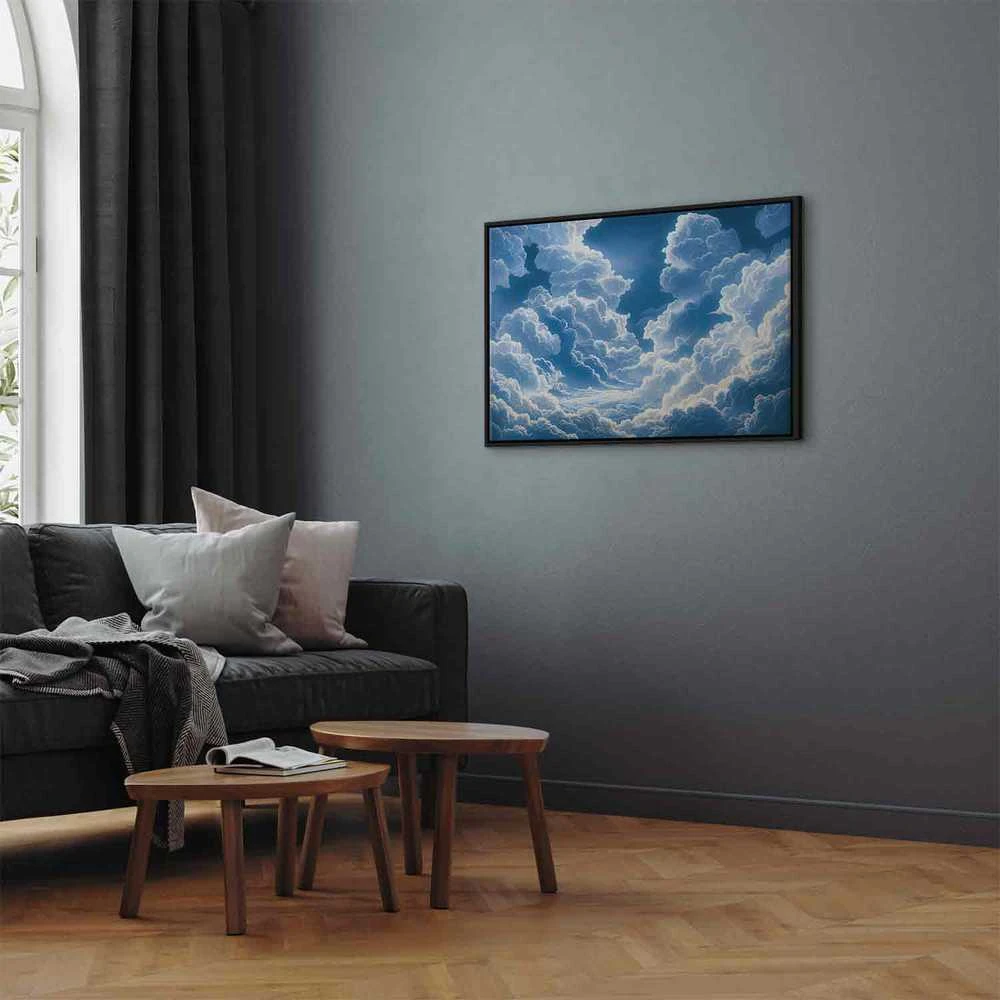 Artgeist Paveikslas - Mėlyna Sky Breaking Through Baltas Fluffy Clouds