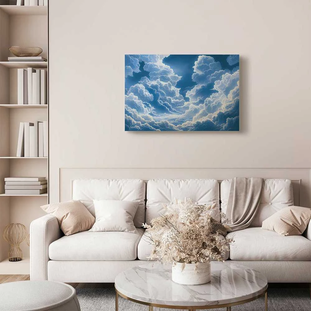 Artgeist Paveikslas - Mėlyna Sky Breaking Through Baltas Fluffy Clouds