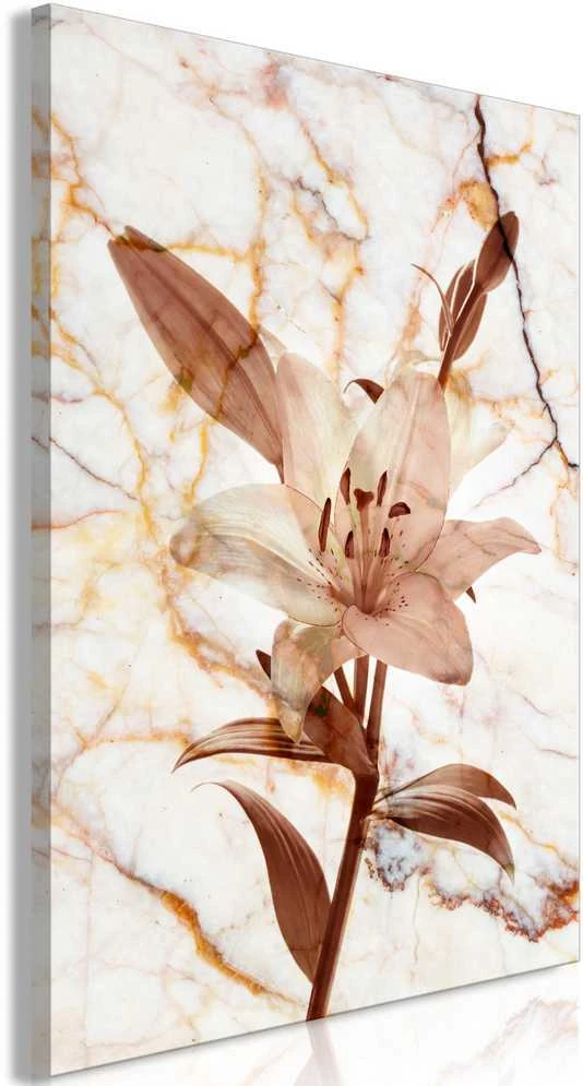 Artgeist Paveikslas - Elegance of a Flower (1-part) - Delicate Lily on Marble in Sepia