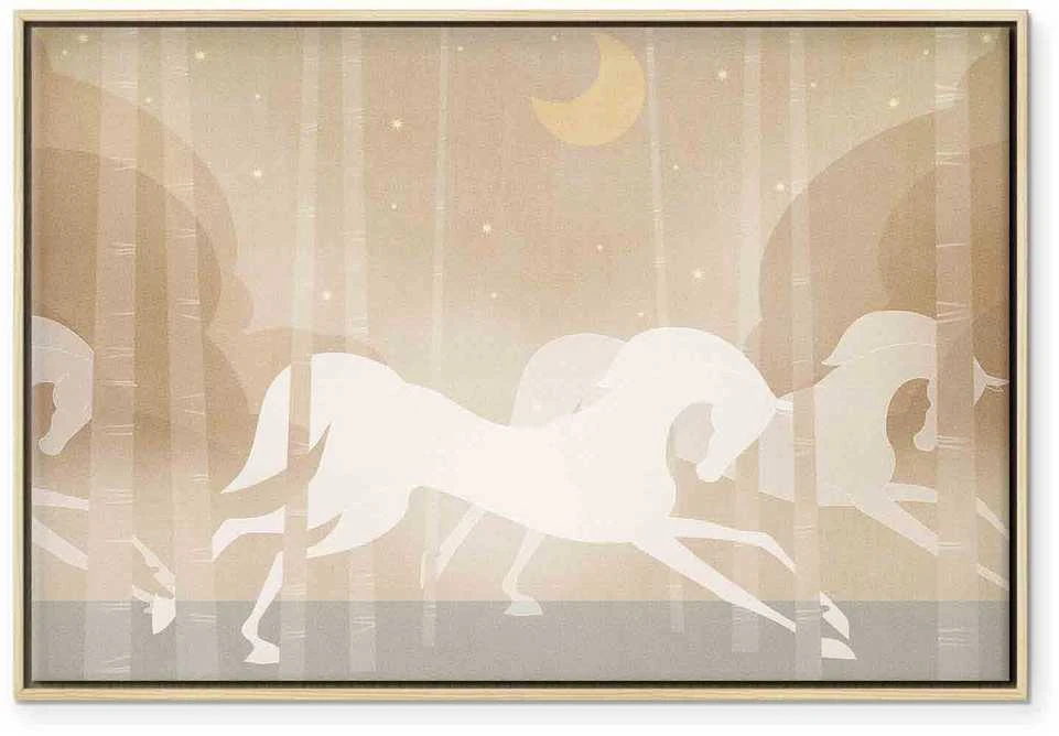 Artgeist Paveikslas - Moon Horses - Horses Galloping Among Trees on a Starry Night
