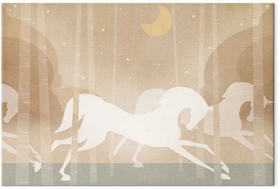 Artgeist Paveikslas - Moon Horses - Horses Galloping Among Trees on a Starry Night