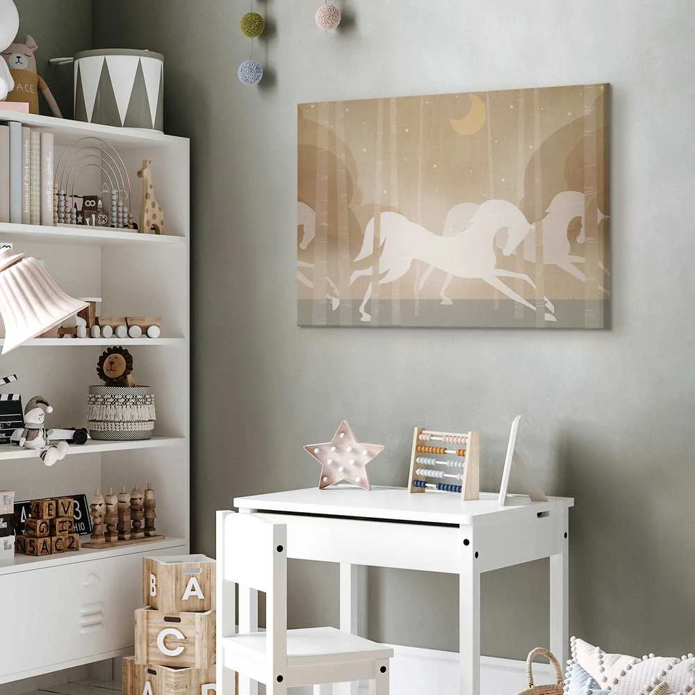 Artgeist Paveikslas - Moon Horses - Horses Galloping Among Trees on a Starry Night