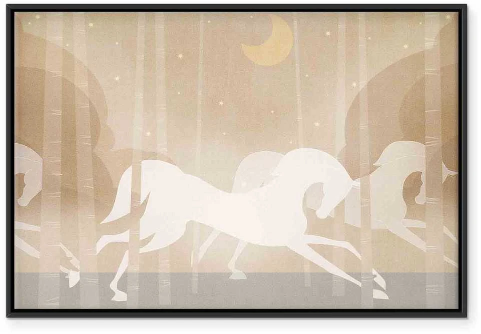Artgeist Paveikslas - Moon Horses - Horses Galloping Among Trees on a Starry Night