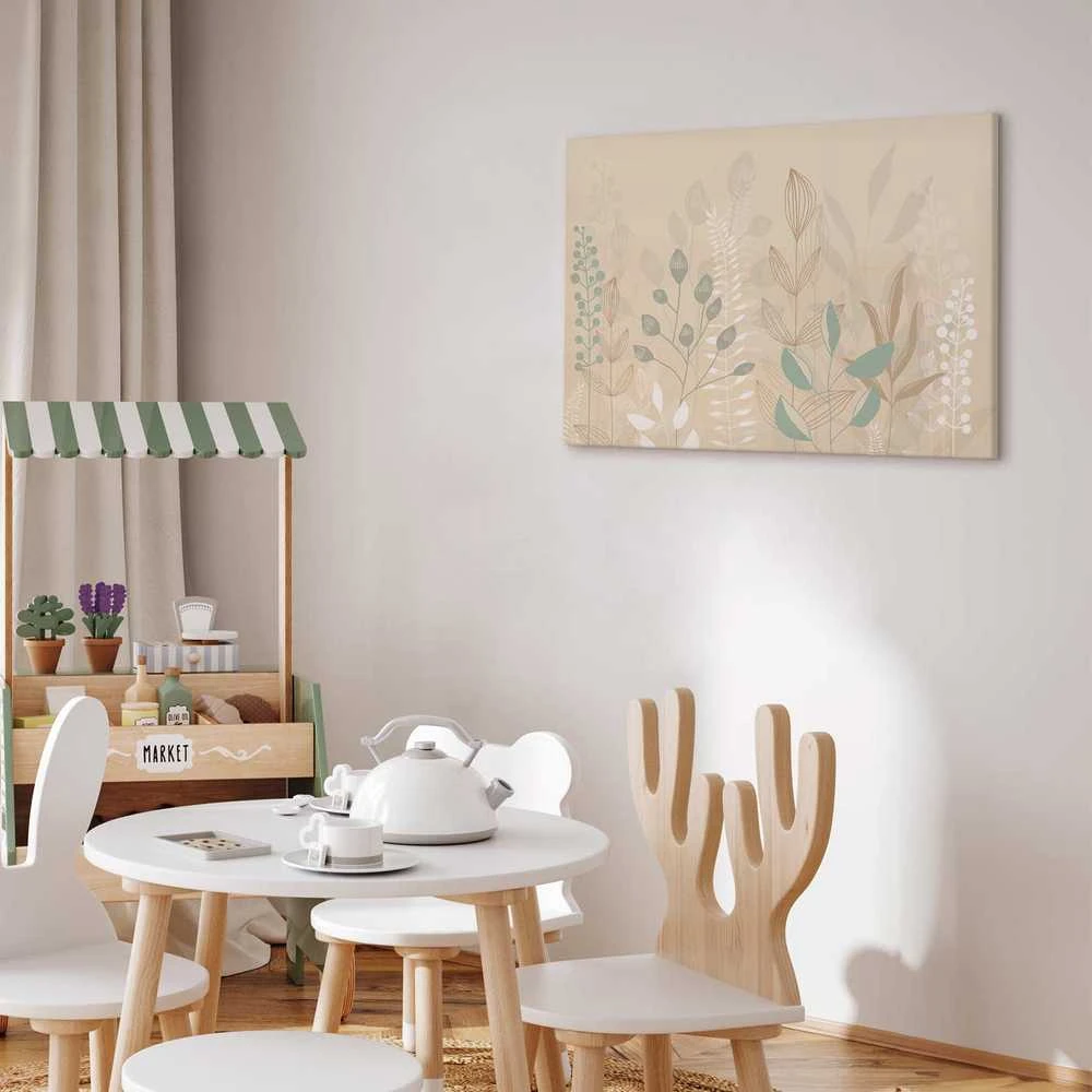 Artgeist Paveikslas - Morning in the Meadow - Various Pastel Plants on a rusvai gelsvas Background