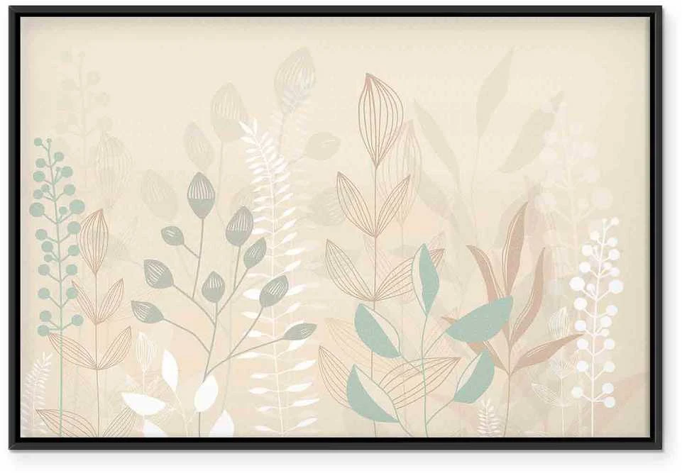 Artgeist Paveikslas - Morning in the Meadow - Various Pastel Plants on a rusvai gelsvas Background