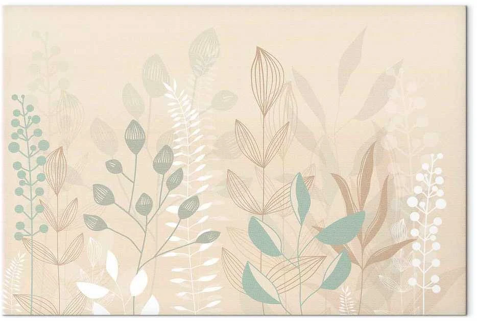 Artgeist Paveikslas - Morning in the Meadow - Various Pastel Plants on a rusvai gelsvas Background