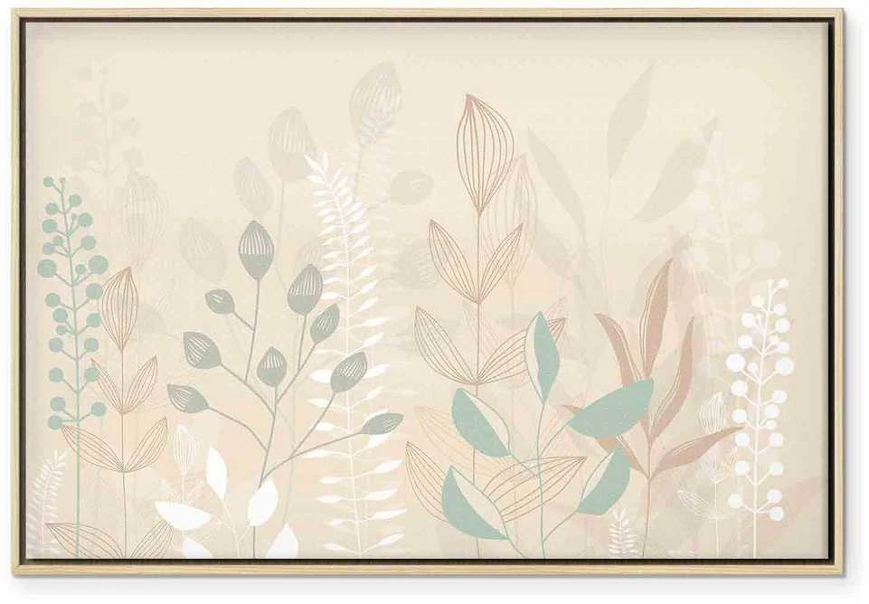 Artgeist Paveikslas - Morning in the Meadow - Various Pastel Plants on a rusvai gelsvas Background