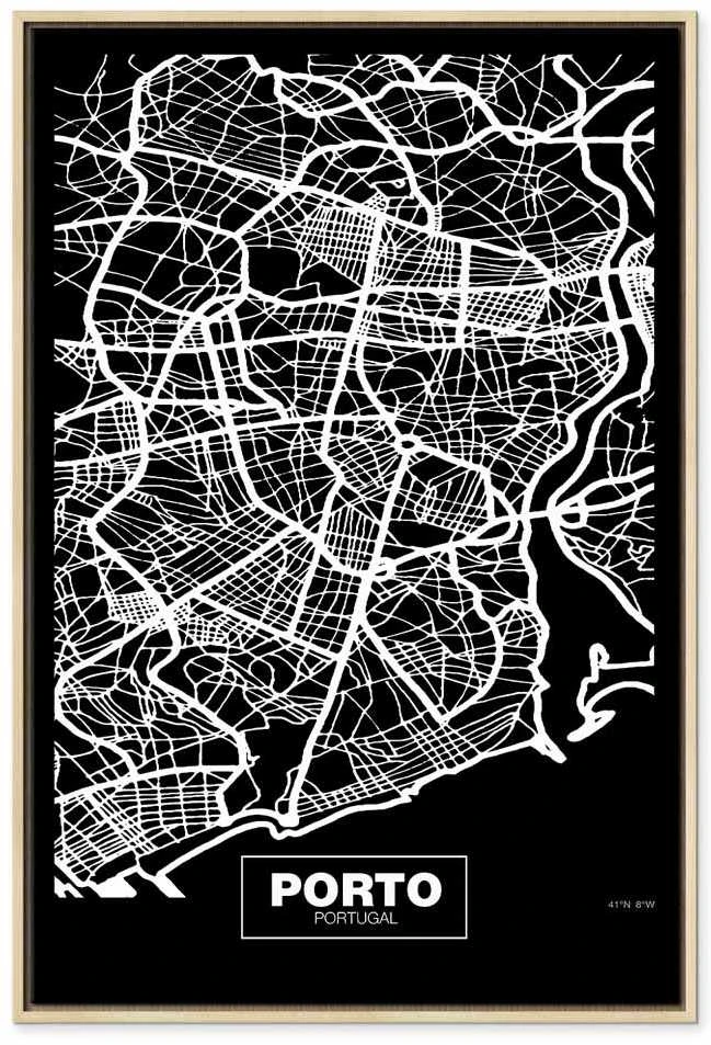 Artgeist Paveikslas - Negative Map: Porto (1 Part) Vertical