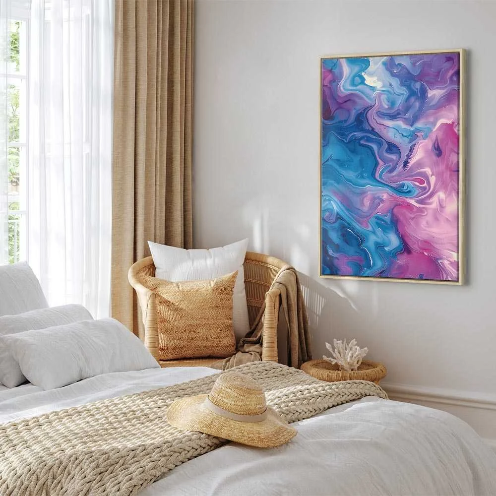 Artgeist Paveikslas - Night Flows - Abstract Waves in Shades of Mėlyna and Violet
