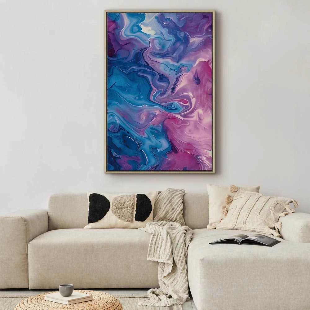 Artgeist Paveikslas - Night Flows - Abstract Waves in Shades of Mėlyna and Violet