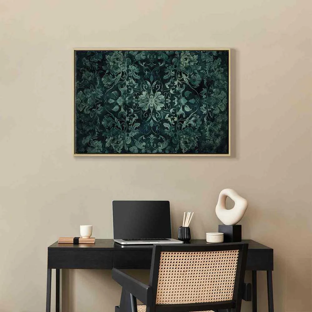 Artgeist Paveikslas - Oriental Pattern Carpet: Emerald Ornaments and Worn Patterns