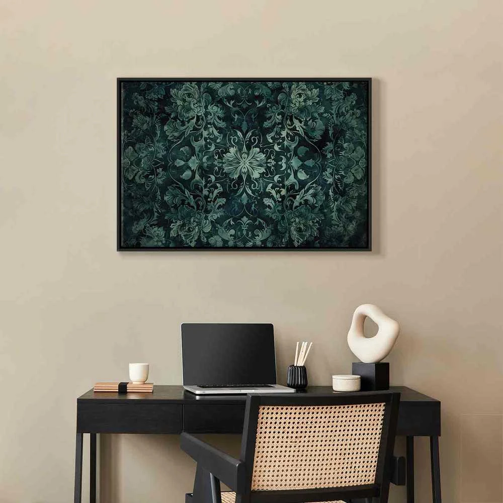 Artgeist Paveikslas - Oriental Pattern Carpet: Emerald Ornaments and Worn Patterns