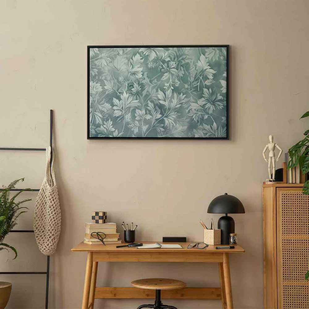 Artgeist Paveikslas - Ornaments in Worn Muted Turquoises: Delicate Plant Pattern