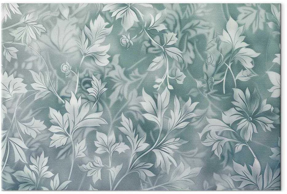 Artgeist Paveikslas - Ornaments in Worn Muted Turquoises: Delicate Plant Pattern