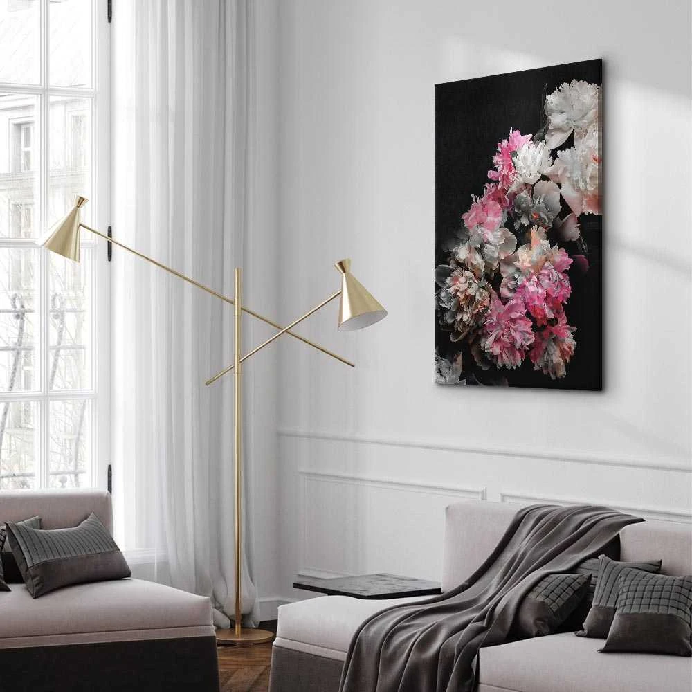 Artgeist Paveikslas - Peony Charm (1-part) - Colorful Bouquet on Juodas Background