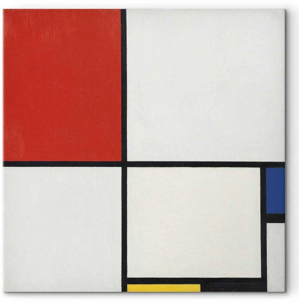 Artgeist Paveikslas - Piet Mondrian – Composition No. III, with red, mėlynas, yellow and juodas