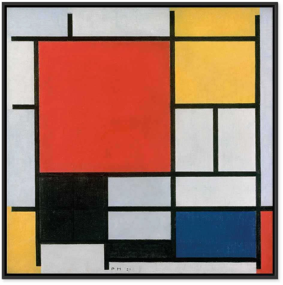 Artgeist Paveikslas - Piet Mondrian – Composition with red, yellow. mėlynas and juodas