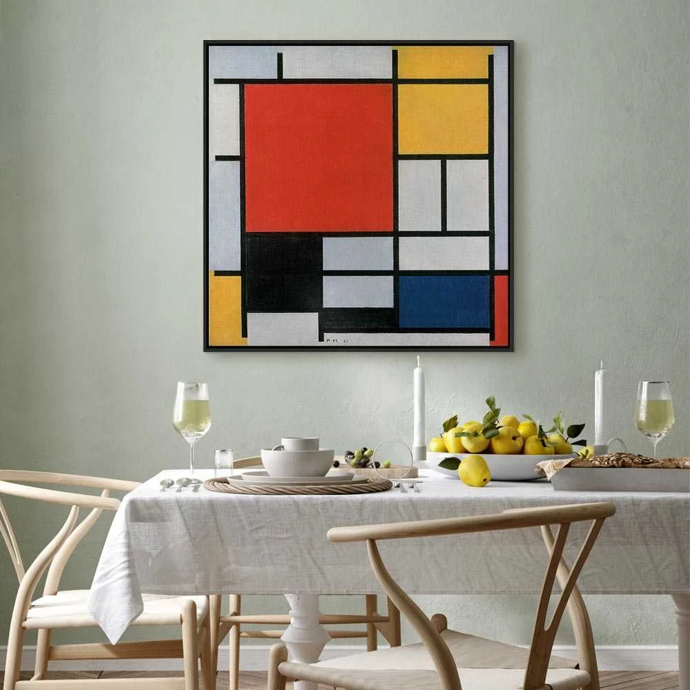 Artgeist Paveikslas - Piet Mondrian – Composition with red, yellow. mėlynas and juodas