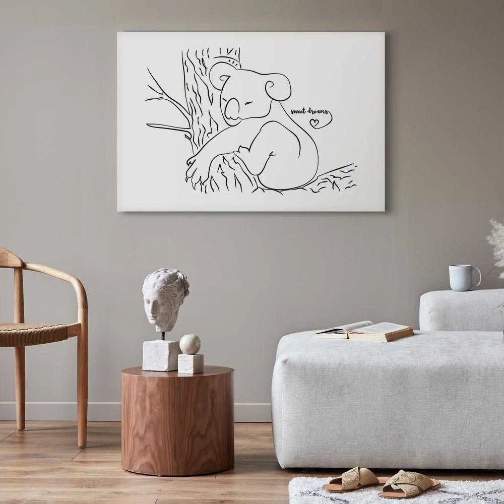 Artgeist Paveikslas - Quiet Charm of Nature (1-part) - Sleeping Koala in Juodas and Baltas
