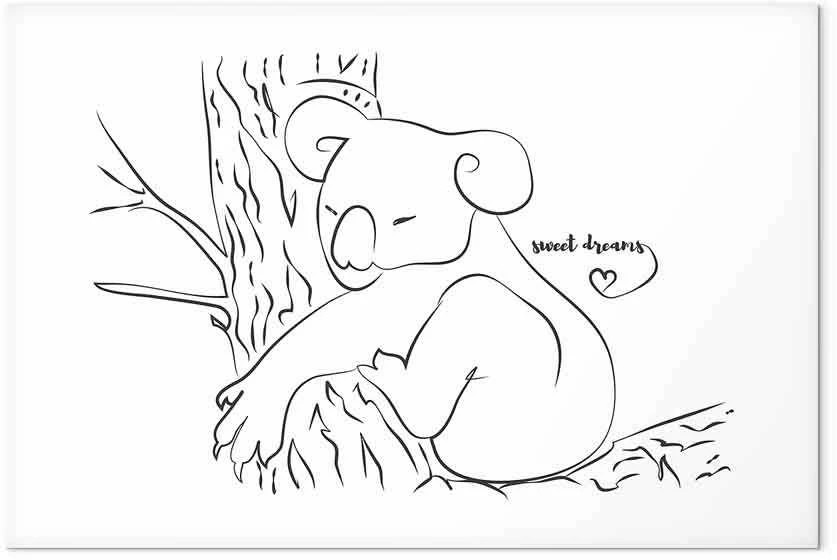 Artgeist Paveikslas - Quiet Charm of Nature (1-part) - Sleeping Koala in Juodas and Baltas