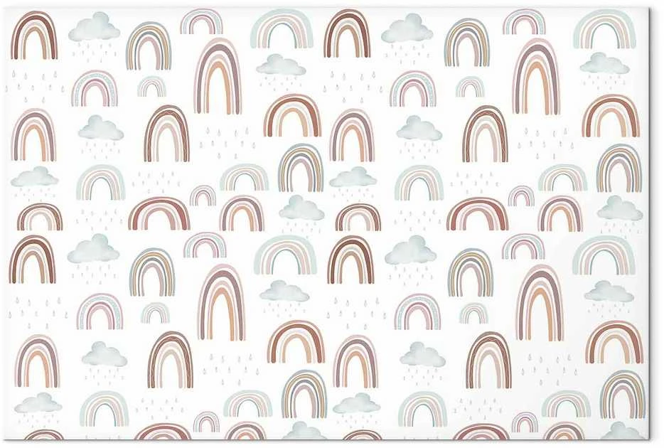 Artgeist Paveikslas - Rainbows After the Storm - Rainbows of Various Sizes in Pastel Hues Among Rain Clouds in a Gray-Mėlyna Shade